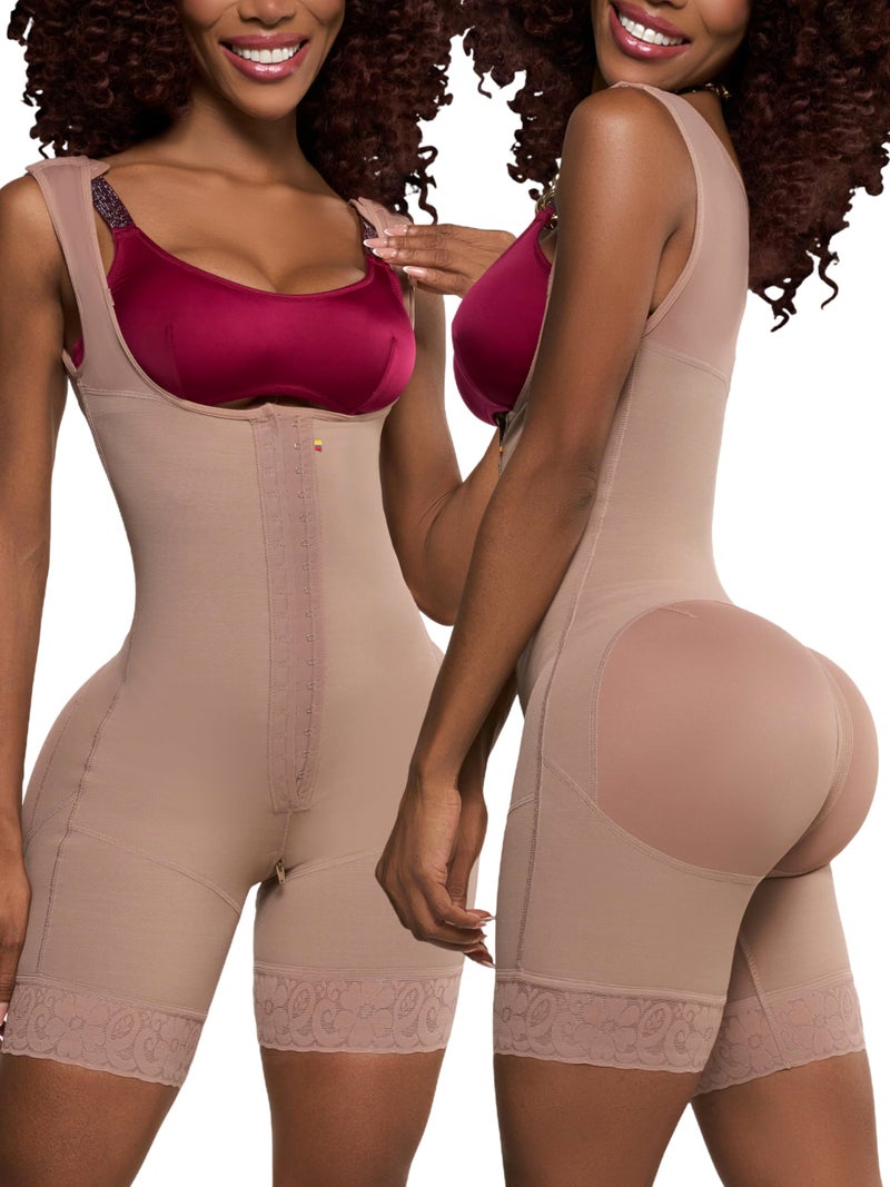 Sonryse 211BF Fajas Colombianas Post Surgery High Compression Stage 2 Faja Lipo 360 Tummy Tuck Cocoa Small - Image 1